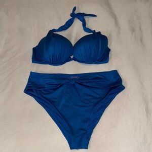 Victoria's Secret Royal Blue Halter Push-Up Bikini Set